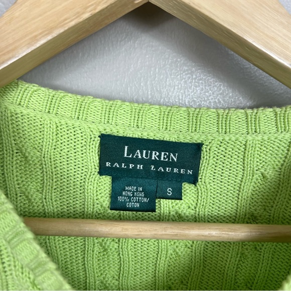 Polo Lauren Ralph Lauren y2k Cable Knit Vintage Green Sweater - Picture 3 of 5